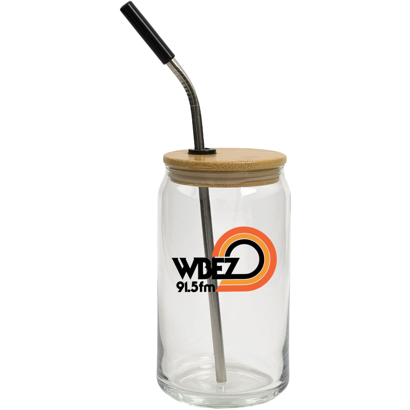 WBEZ Retro Logo Travel Glass